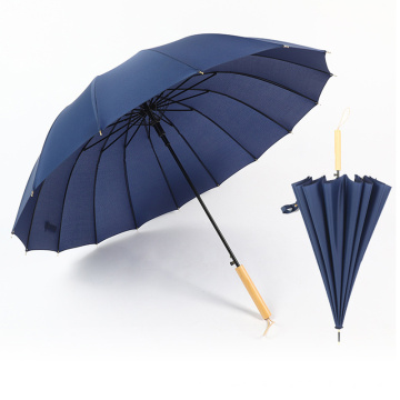 Traditional 16ribs Sun Protection Straight Wooden Customize Promotional Wholesale Umbrella with Logo Prints